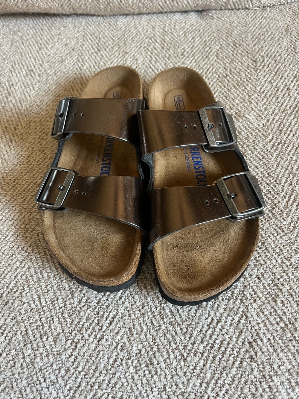 Birkenstock Arizona Double Strap Sandals in Metallic Bronze